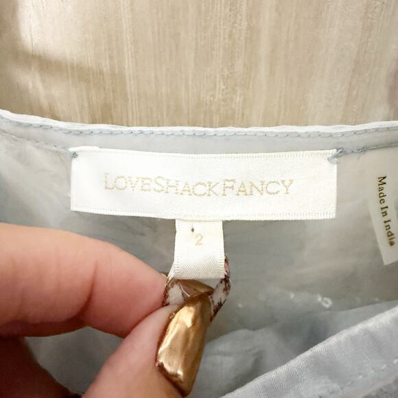 LoveShackFancy Wells Puff Sleeve Mini Dress Organza Glacier Blue Size 2 NEW - Picture 6 of 9